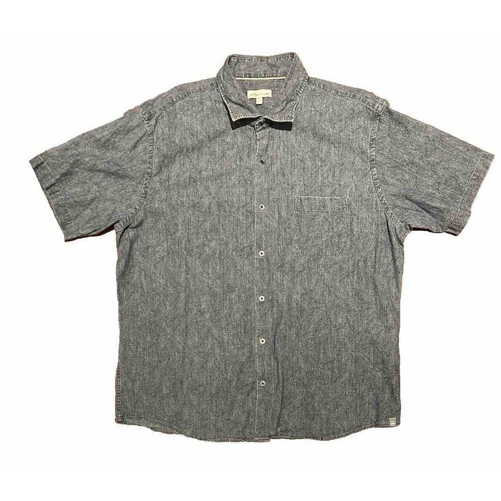 Peter Millar SEASIDE Indigo Palm S/S Cotton Stretch Button Up Shirt Size XL $145